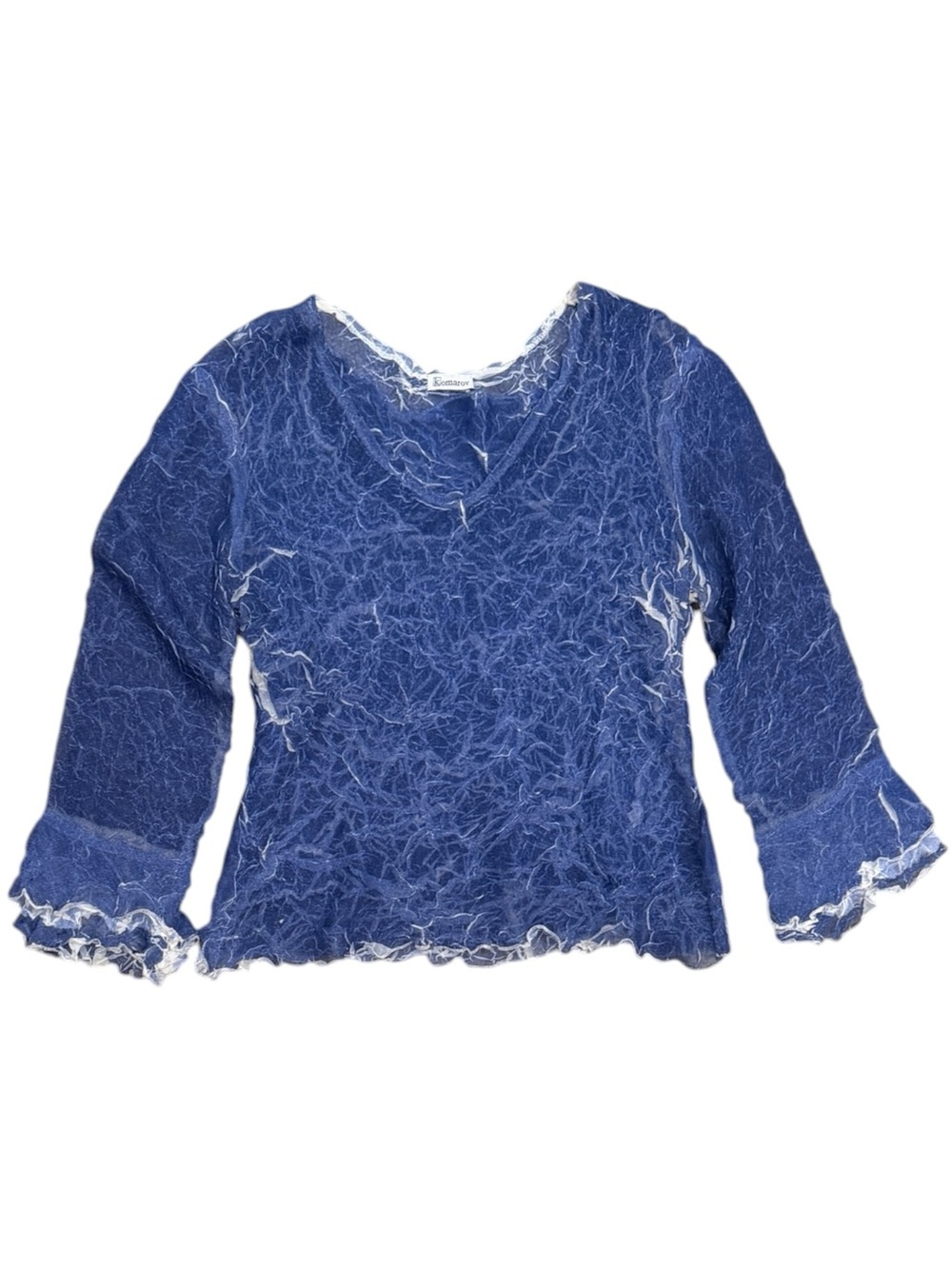 Vintage Komarov Crinkle Texture Layered Bell Sleeve Blouse